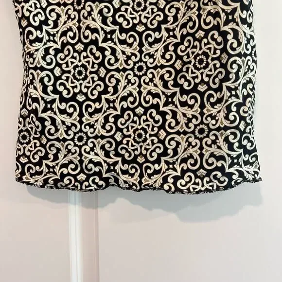Tori Richard Women's Spaghetti Strap Blouse Cream Black Brown 100% Silk Sz 12 - Picture 2 of 8